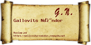 Gallovits Nándor névjegykártya