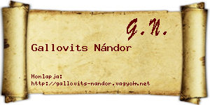 Gallovits Nándor névjegykártya